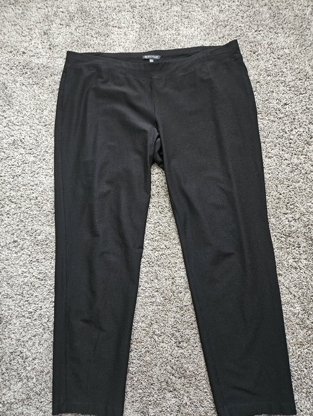 Eileen Fisher Women's Black Solid Flat Front Dress Pants Size XL Ankle USA
